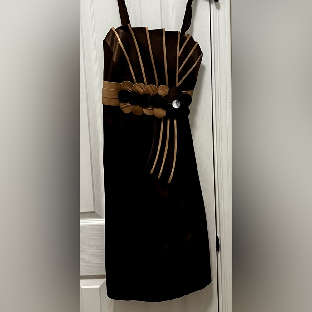 VINTAGE EMETIS MEZON WOMENS DRESS, BROWN & COCOA DRESS, size 40/ 8 or Medium US